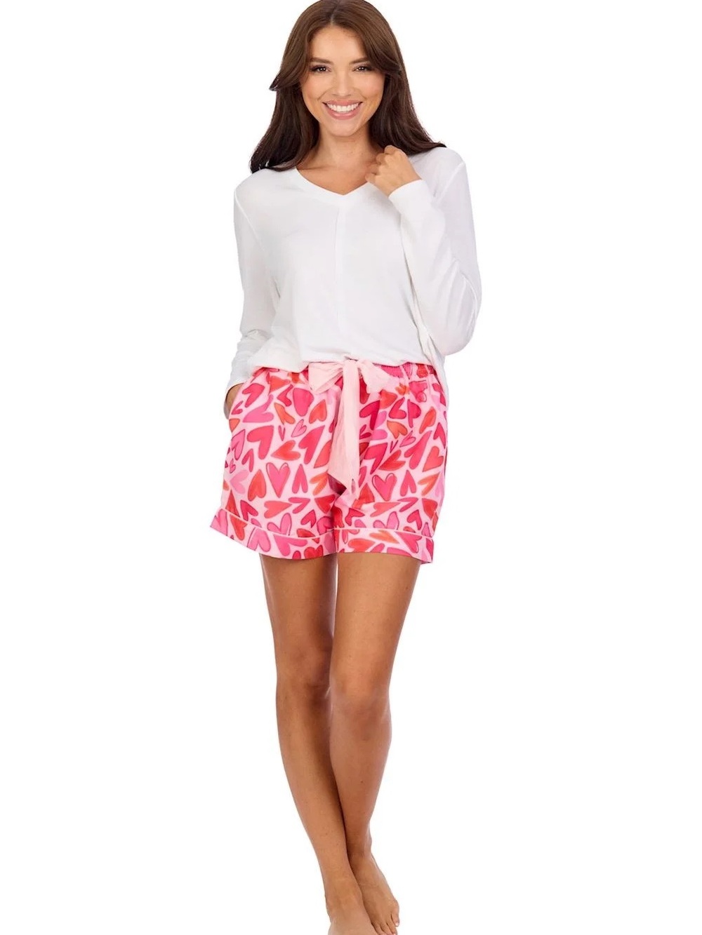 Red/Pink Heart Pajama Shorts by Mud Pie